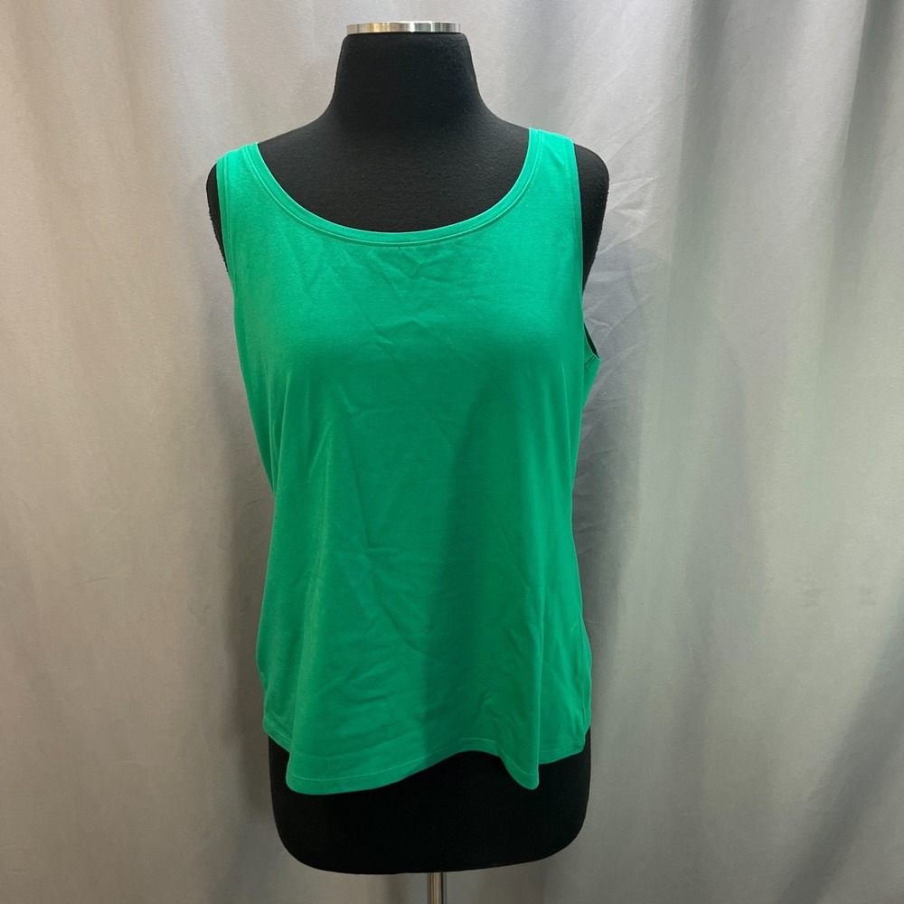 Nic+Zoe Tank Top Womens XL Green Lightweight Performance Wide Straps Scoop Neck